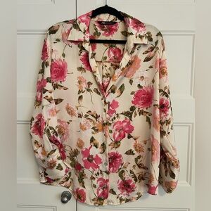 ZARA Floral Pink and Cream Women's blouse